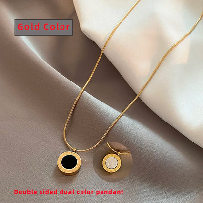 Classic Fashion Stainless Steel Roman Digital Wafer Pendant Necklace 2025 Fashion Jewelry Christmas Party Women's Sexy Necklace