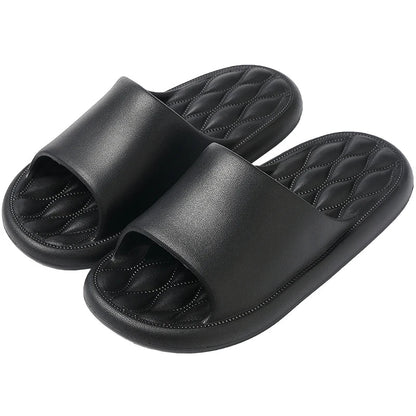 Men's Summer Slippers EVA Indoor Bathroom Thick Sole Diamond Check Massage Sensation Beach Non-slip Ladies Comfort Flat Shoes
