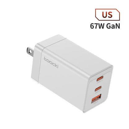 Toocki 67W GaN USB C Charger 65W Quick Charge QC 4.0 PD 3.0 45W Type C Fast USB Charger For iPhone 16 15 14  Pro Samsung MacBook