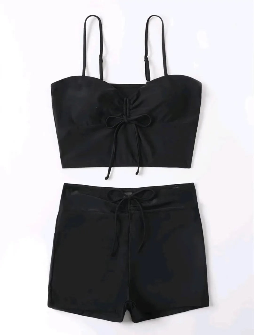 Drawstring Front Shorts Bikinis 2025 High Waist Swimsuit Women Swimwear Female Bathers Bathing Swimming Swim Suit Beachwear