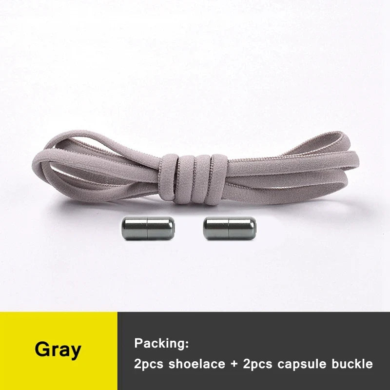 21 Colors No Tie Shoelaces Round Color Metal Lock Elastic Shoelace General For Children And Adults Sneakers Lazy Laces Unisex