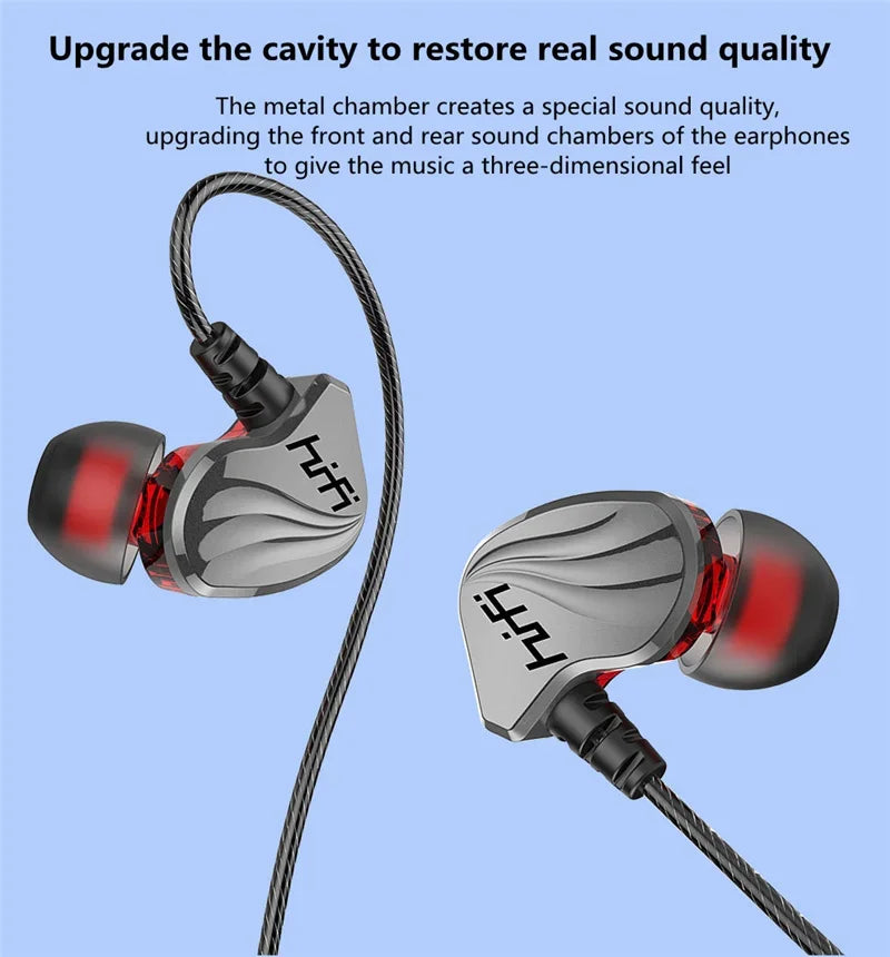 HIFI 6D Surround Bass In-Ear Wired Headphones 3.5mm Type C Earphone Sports Waterproof Gaming Headset Handfree Earbuds with Mic