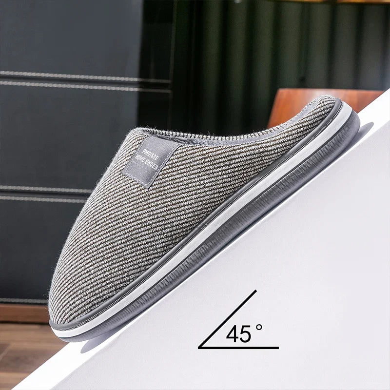 2024 Trend Men Slippers Winter Warm Cotton Slippers Male Flats Soft Non-slip Slides Household Indoor Slippers Large Size 40-51