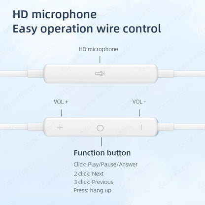 Type C Wired Earphones For Apple iPhone 15 Pro Max In-Ear With Microphone For Sumsung Onepuls Xiaomi Redmi Huawei USB C Earpbuds