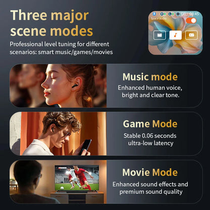 New Full Touch Screen Headphones ANC Bluetooth 5.4 Noise Cancelling Earphones HiFi Stereo Wireless In-Ear ENC Earbuds With Mic