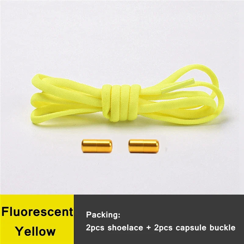 21 Colors No Tie Shoelaces Round Color Metal Lock Elastic Shoelace General For Children And Adults Sneakers Lazy Laces Unisex