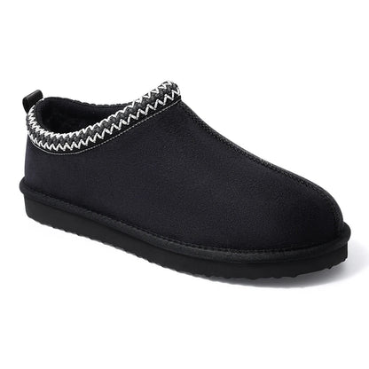 Crestar Winter Fuzzy Slippers For Women Outdoor Non-slip Fleece Lined Suede Fur Flat Slides Warm Comfy Plush House Cotton Shoes