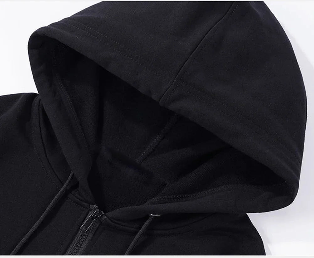 Men's Fleece Jackets Fashion Zipper Sweatshirts Spring Autumn Loose Casual Hoodies Women's Y2k Long Sleeve Solid Hooded Jacket