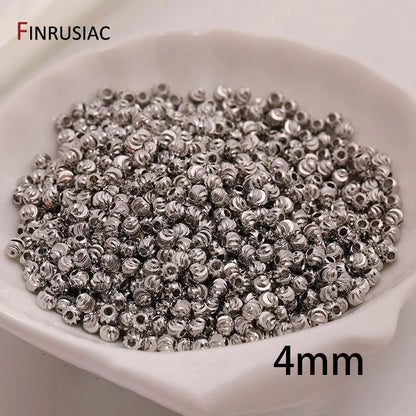 18K Gold Plated Brass Spacer Beads For Jewelry Making Materials,Separators For Beads, Striped Cut Flower Beads For Needlework