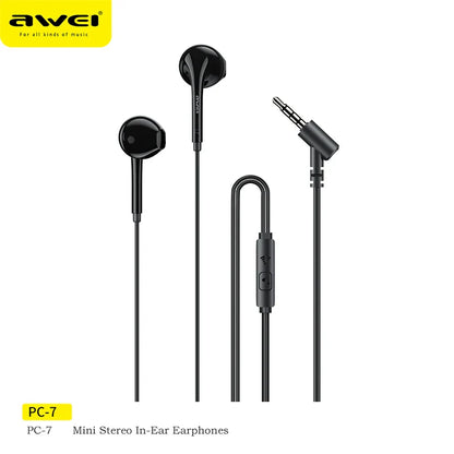 Awei PC-7T/PC-7 Wire-controlled Headset With Microphone Hands-free Calling Ergonomic Headphone Type-C Earphone For Smartphones