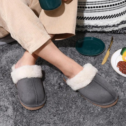 Comwarm Fluffy Winter Slippers For Women Furry Fuzzy Home Shoes Faux Fur House Plush Slippers Indoor Warm Comfy Mute Flats Slide