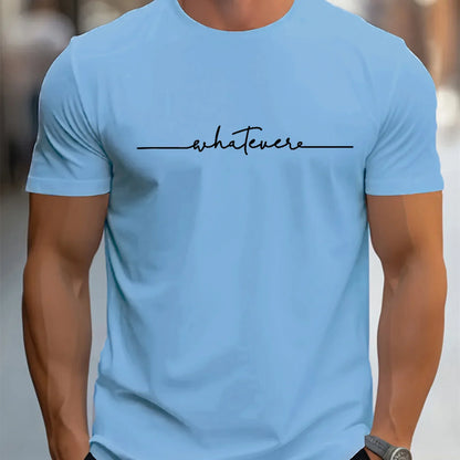 Men's Summer Casual Loose Size 100% Cotton Letter Print Round Neck Short Sleeve T-shirt Top