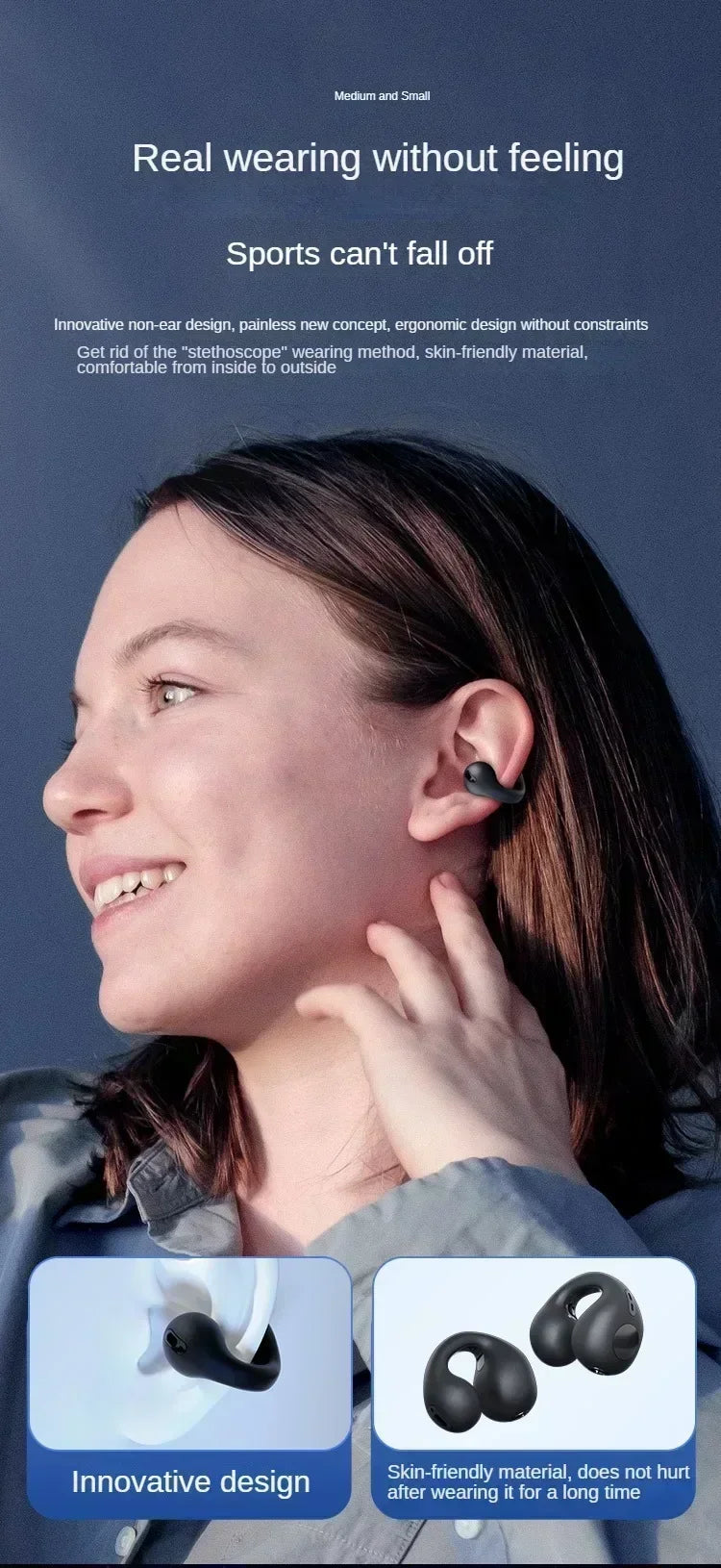 NEW Bluetooth 5.3 Wireless Bone Conduction Headphones T75 Clip Ear Music Noise Canceling Headset HD Call Sports Gaming Earphone