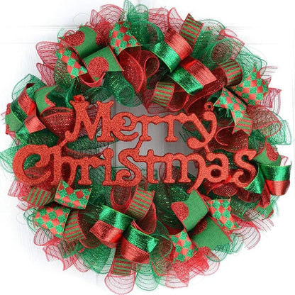 Christmas Crystal Gauze Ribbons 2024 Christmas Tree Decorations for Home Door Wreaths Navidad Noel Gifts Happy New Year 2025