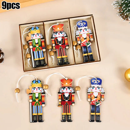 Christmas Nutcracker Soldier Wooden Pendant Xmas Tree Hanging Ornaments 2024 Navidad Decoration for Home 2025 New Year Gifts