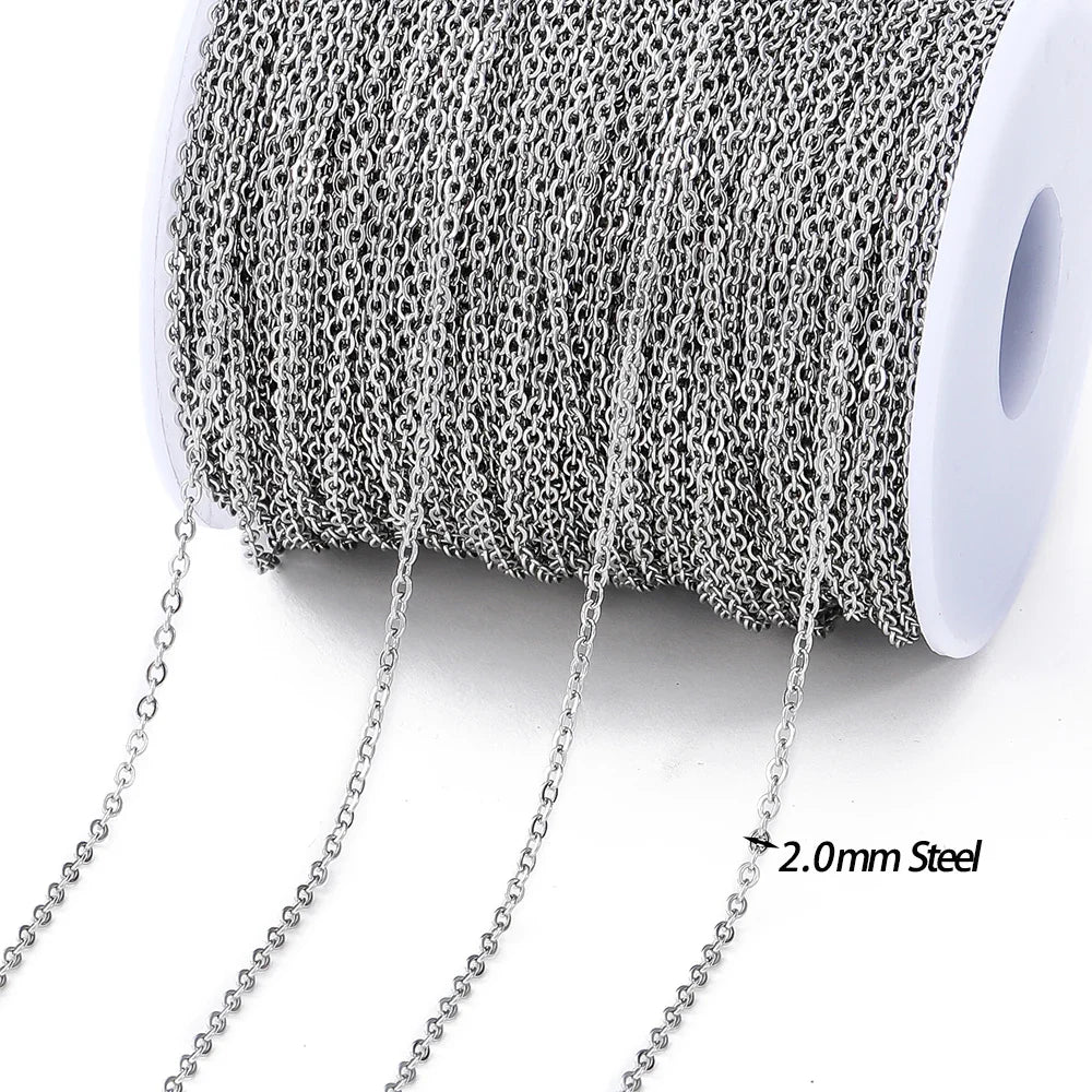 No Fade 2Meters Stainless Steel Chains Gold Color Lips Beads Beaded Chain for Jewelry Making DIY Necklace Bracelet Accessories