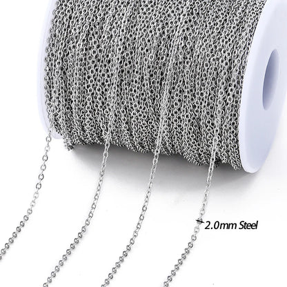 No Fade 2Meters Stainless Steel Chains Gold Color Lips Beads Beaded Chain for Jewelry Making DIY Necklace Bracelet Accessories