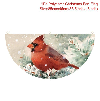 Christmas Fan-shaped Flag Banner Christmas Decoration for Home 2024 Christmas Ornament Xmas Navidad Noel Gift New Year 2025