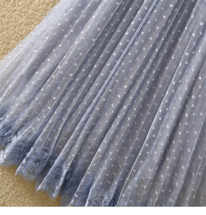 Tutu Tulle Long Maxi Skirt Women Fashion 2023 Korean Cute Pink High Waist Pleated Skirt Mesh Female Lady Aesthetic Faldas