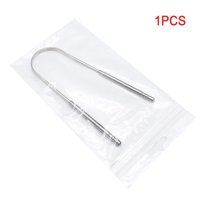 Oral Tongue Cleaner Stainless Steel U Type Tongue Scraper Brush Cleaning Coated Tongue Toothbrush Oral Hygiene Care Tools