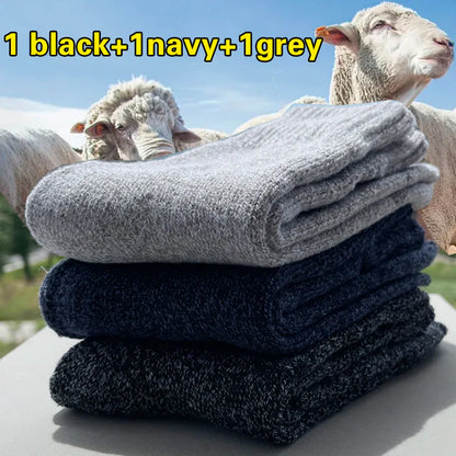 3 Pairs Winter Warm Thick Towel bottom Man Socks Wool Male Socks Slipper Socks Merino Wool Socks Against Cold Snow Socks 39-44