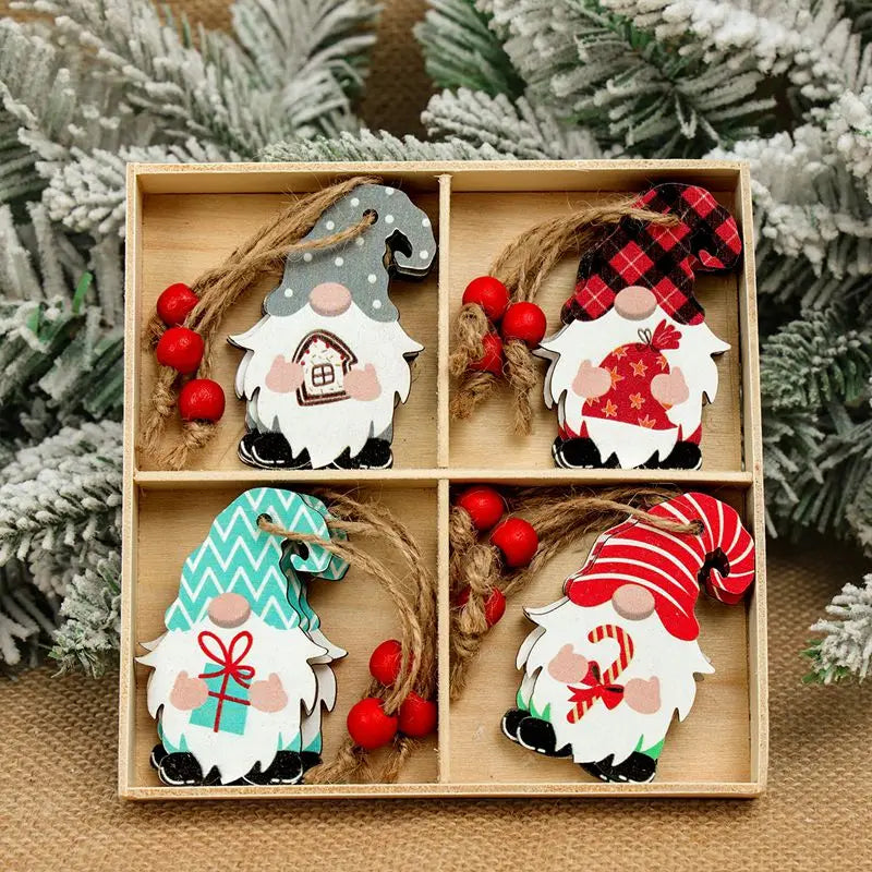 Christmas Gnomes Wooden Pendants Merry Christmas Decorations For Home 2024 Xmas Tree Christmas Ornaments Navidad New Year Gift