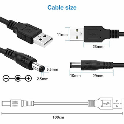 12 in 1 USB 5V to DC Power Cable Universal USB to DC Jack Charging Cable Power Cord Plug Connector Adapter 5.5 x 2.5mm Plug