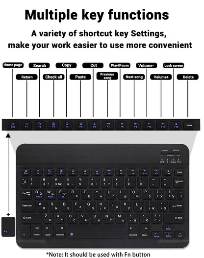 Bluetooth Wireless Keyboard Mouse For IOS Android Windows Tablet For iPad Air Mini Pro Spanish Korean Portugal Russian Keyboard