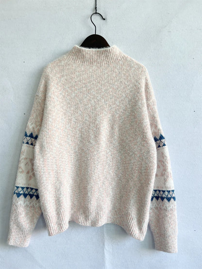 Winter Clothes Women 2023 New Year Sweater Snowflake Vintage Loose Jumper Red Long Sleeve Knitted Pullover Holiday Tops