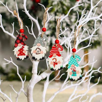 Christmas Gnomes Wooden Pendants Merry Christmas Decorations For Home 2024 Xmas Tree Christmas Ornaments Navidad New Year Gift