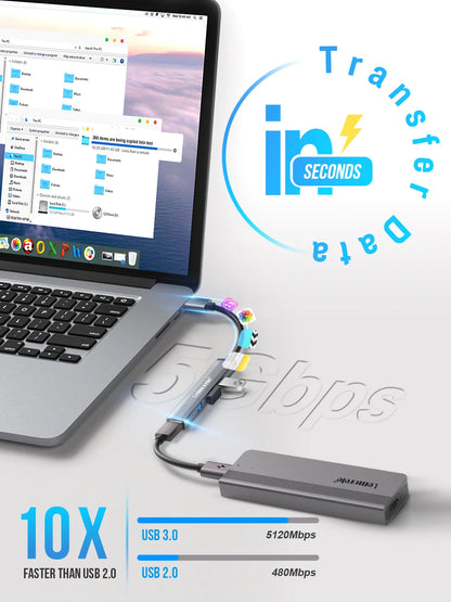 Lemorele 120cm 4Ports USB HUB OTG USB A 3.0 Adapter Multi Splitter Adapter Laptop Accessories For Xiaomi Lenovo Macbook Pro