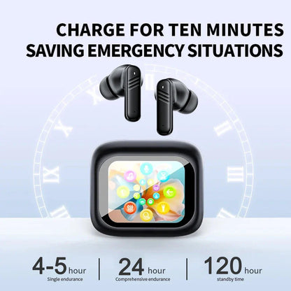 New Full Touch Screen Headphones ANC Bluetooth 5.4 Noise Cancelling Earphones HiFi Stereo Wireless In-Ear ENC Earbuds With Mic