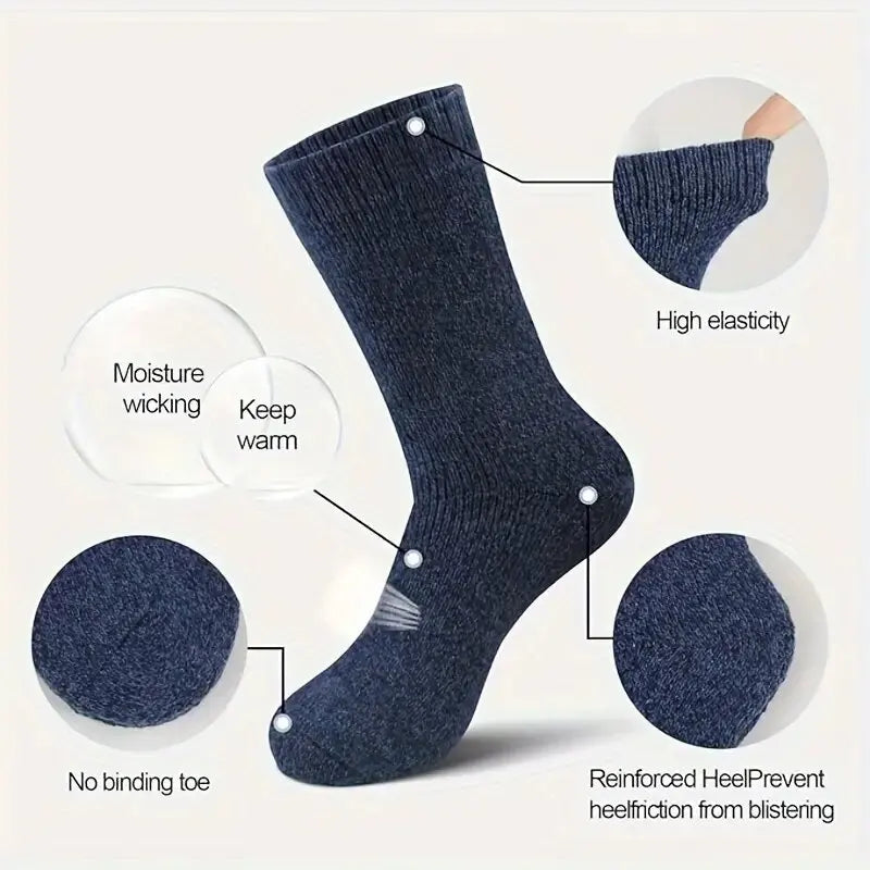 3 Pairs Winter Warm Thick Towel bottom Man Socks Wool Male Socks Slipper Socks Merino Wool Socks Against Cold Snow Socks 39-44