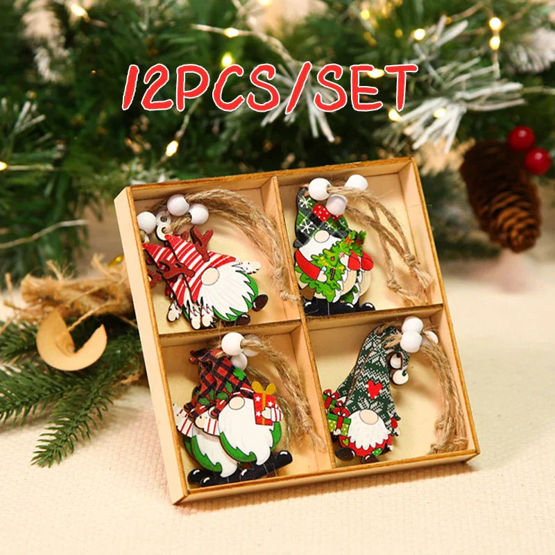 Christmas Gnomes Wooden Pendants Merry Christmas Decorations For Home 2024 Xmas Tree Christmas Ornaments Navidad New Year Gift