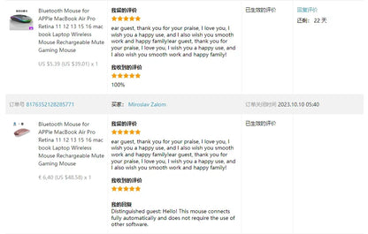 Bluetooth Mouse for APPle MacBook Air Pro Retina 11 12 13 15 16 mac book Laptop Wireless Mouse Rechargeable Mute Gaming Mouse