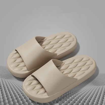 Men's Summer Slippers EVA Indoor Bathroom Thick Sole Diamond Check Massage Sensation Beach Non-slip Ladies Comfort Flat Shoes