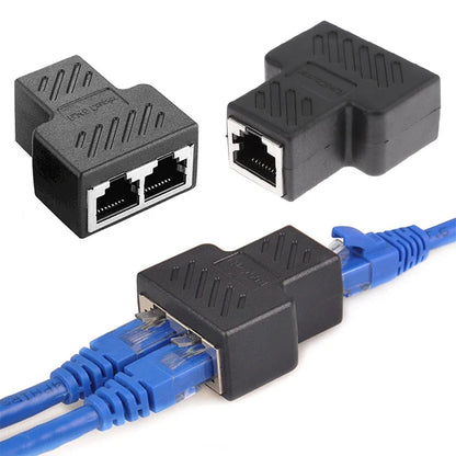 RJ45 1 To 1/2 LAN Ethernet Network Cable Female Splitter Adapter Connector Splitter Extender Plug Network Tee Head Connection