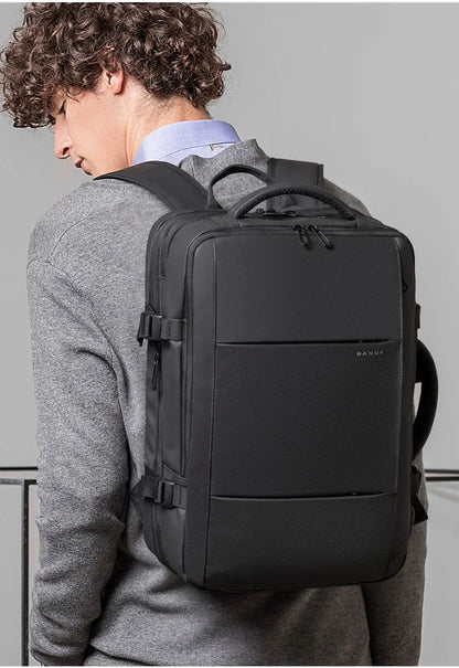 BANGE Aesthetic Men Business Backpack School Expandable USB Bag, Large Capacity 17.3 Laptop Waterproof Fashion Travel Backpack