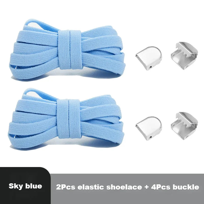 Flat Elastic Shoe Laces Sneakers No Tie Shoelaces for Shoes Tennis Quick Shoelace Clips Without Ties Shoe Accessories Kids Adult