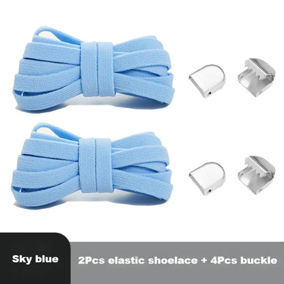 Flat Elastic Shoe Laces Sneakers No Tie Shoelaces for Shoes Tennis Quick Shoelace Clips Without Ties Shoe Accessories Kids Adult