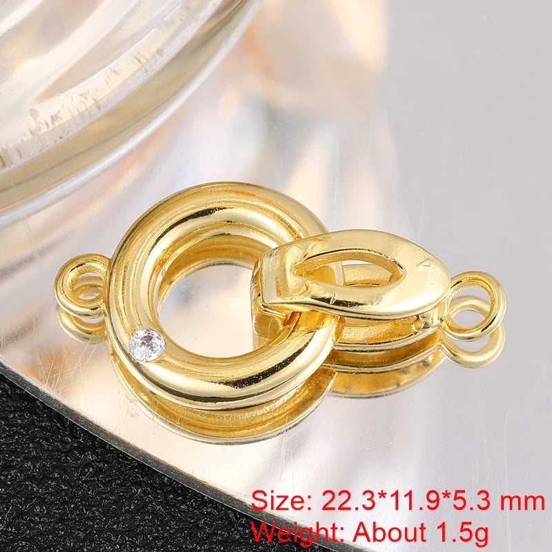 Juya Handmade 18K Gold Silver Plated Fastener Bail Connector Clasps Accessories For Needlework Pearls Beads Jewelry Making