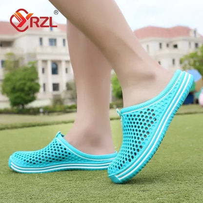 YRZL Mens Slippers Beach Shoes Unisex Hollow Outdoor Casual Men Beach Sandal Flip Flops Shoes Non-slip Size 36-45 Mens Slippers