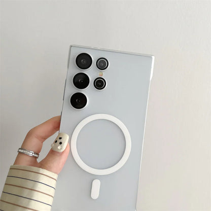 Ultra Slim For Magsafe Clear Frameless Phone Case For Samsung S24 Plus S22 S23 Ultra Magnetic Wireless Charging Borderless Cover