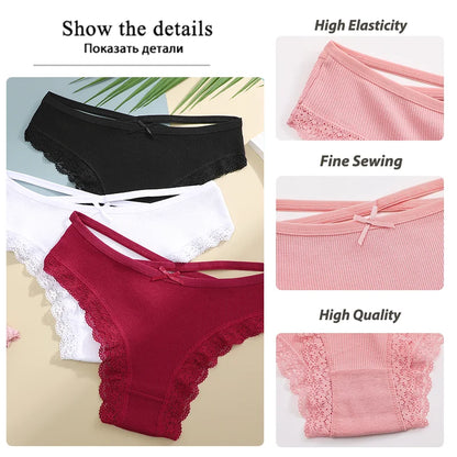 4PCS Women's Cotton Briefs Sexy Female Underpants Elasticity Comfortable Underwear Panties Lingerie S-XL  Solid Color Intimate