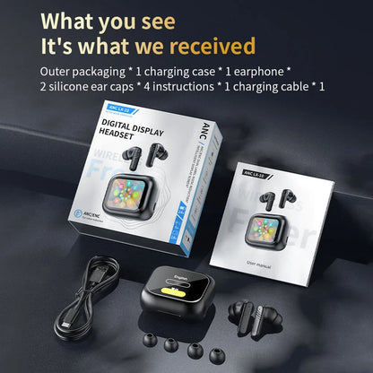 New Full Touch Screen Headphones ANC Bluetooth 5.4 Noise Cancelling Earphones HiFi Stereo Wireless In-Ear ENC Earbuds With Mic