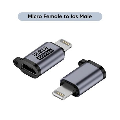 Micro USB To Type C Adapter Mini USB To USB C 480Mbps Fast Data Charging Connector USBC To Lightning Adapter For iphone Android