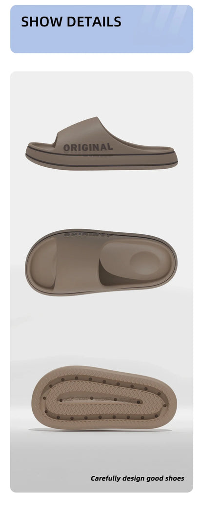 Feslishoet Women Letter Slippers Beach Slides Solid Color Mens Thick Sole Indoor Bathroom Anti Slip Shoes Summer Couple Sandals