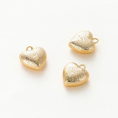 4pcs/lot 14K 18K Gold Plated Heart Charm with Jump Ring Necklace Making Supplies Solid Love Pendant For DIY Jewelry Accessories