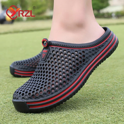YRZL Mens Slippers Beach Shoes Unisex Hollow Outdoor Casual Men Beach Sandal Flip Flops Shoes Non-slip Size 36-45 Mens Slippers