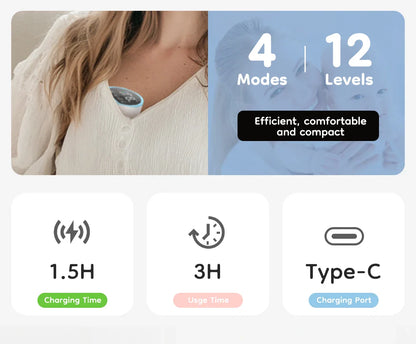 MAMIJOY Wearable Electric Breast Pumps 4 Modes 12 Levels Portable Hands Free Breast Pump Silent Comfort With 19/24mm Flange EB26